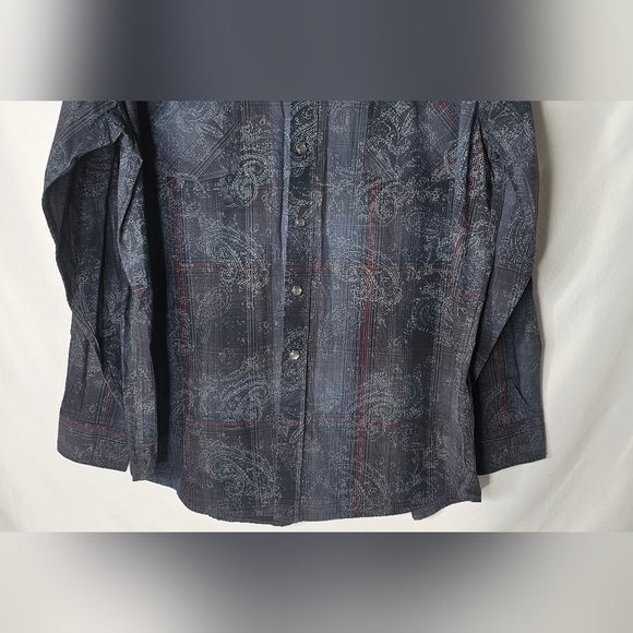 Panhandle Rough Stock Slim XL Blue Paisley Pearl Snap Buttons Western Buttondown - Picture 4 of 9